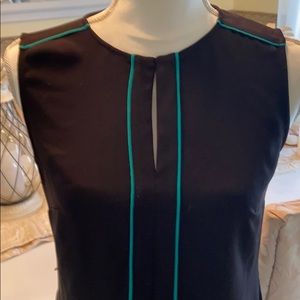 Calvin Klein body con black dress turquoise detail